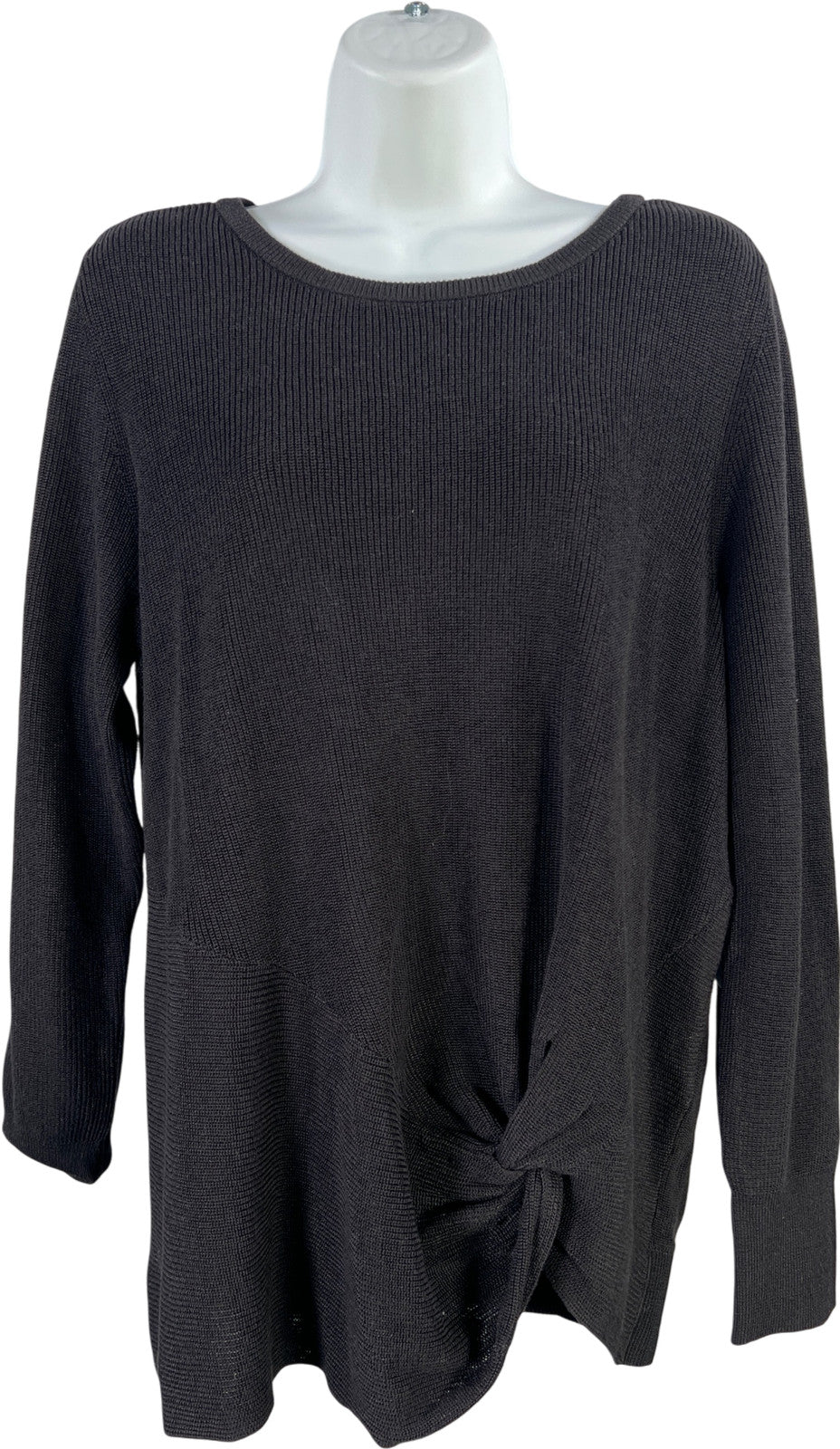 Chico’s Women’s Black Side Twist Ribbed Pullover Sweater - 2/US L