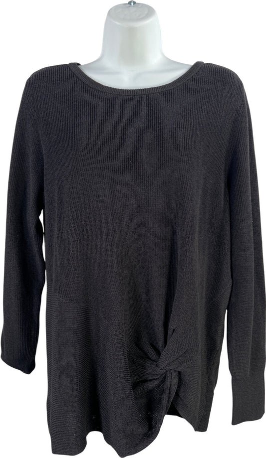 Chico’s Women’s Black Side Twist Ribbed Pullover Sweater - 2/US L