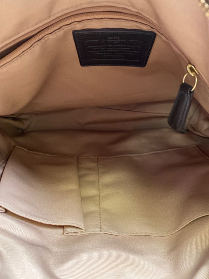 Coach Women’s Brown Signature Stripe Canvas Zip Close Tote Bag Purse