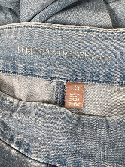Chico’s Women’s Light Wash Perfect Stretch Pull On Straight Jeans - 1.5/US 10.5