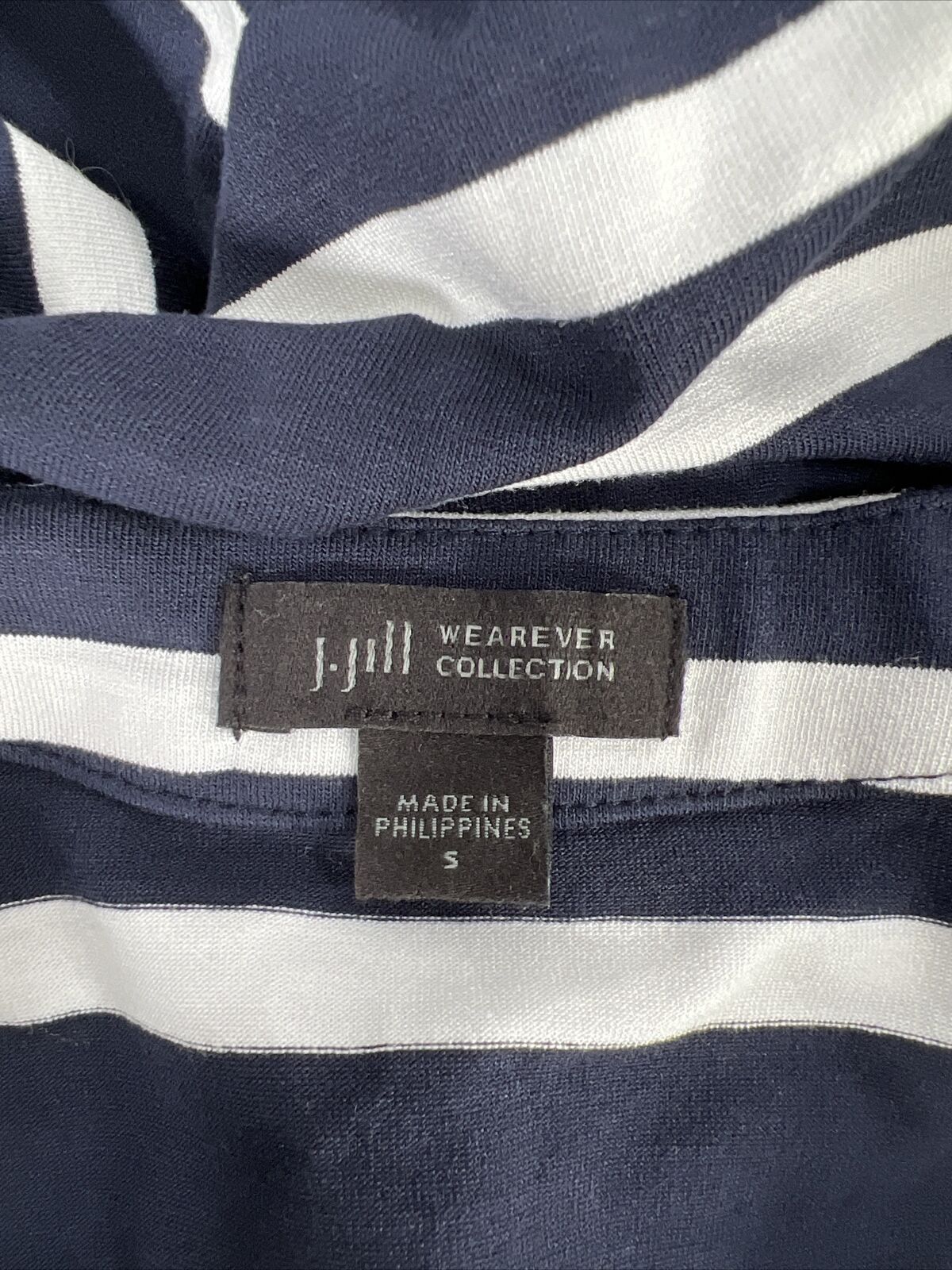 J.Jill Women's Blue/White Striped Long Sleeve Cardigan Sweater - S