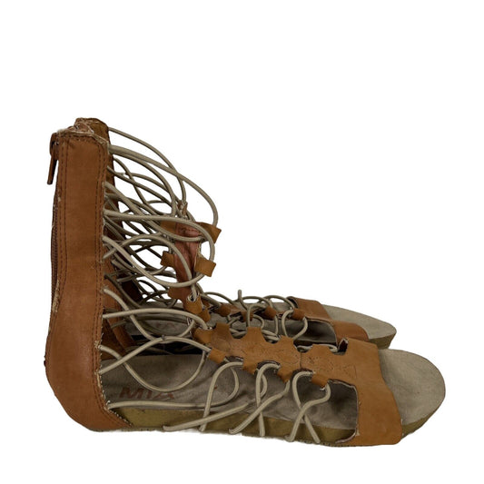 Mia Women's Brown Leather Gladiator Sandals - 6