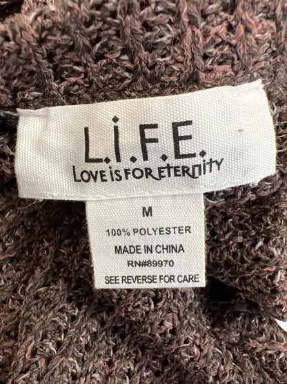 LIFE Love Is For Eternity Women’s Purple Long Sleeve Open Knit Sweater - M
