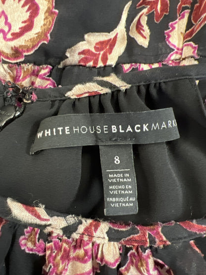 White House Black Market Women’s Black & Purple Floral Sleeveless Top - 8