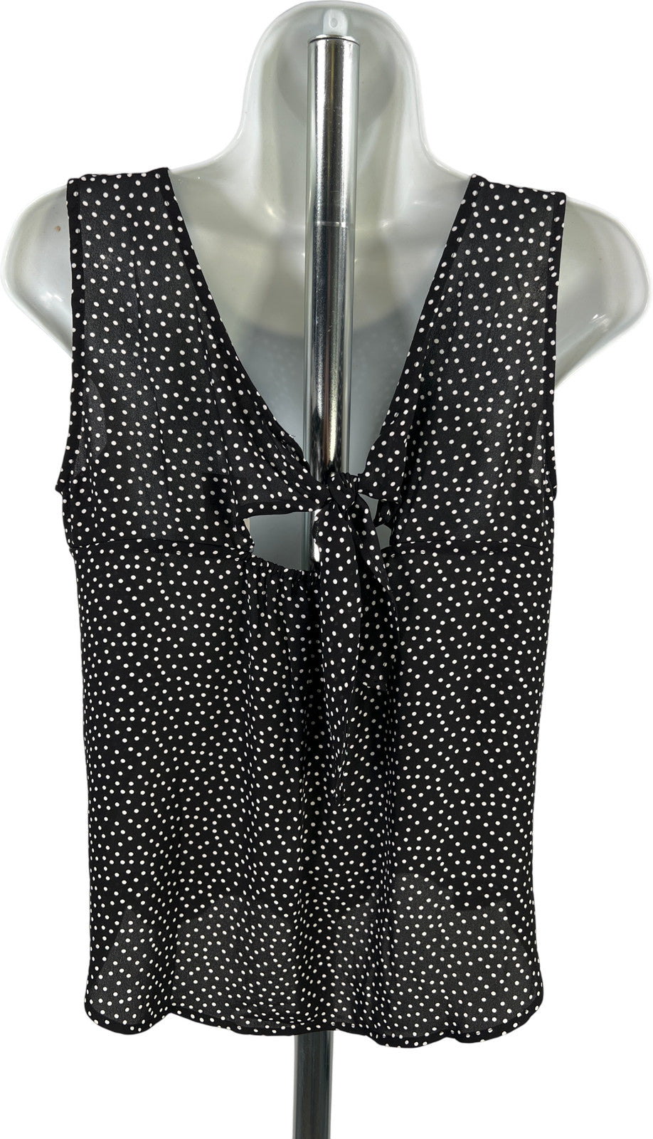LOFT Women’s Black Polka Dot Tie Back Tank Top Blouse - XS