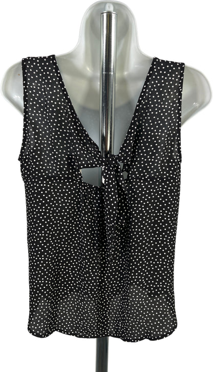 LOFT Women’s Black Polka Dot Tie Back Tank Top Blouse - XS