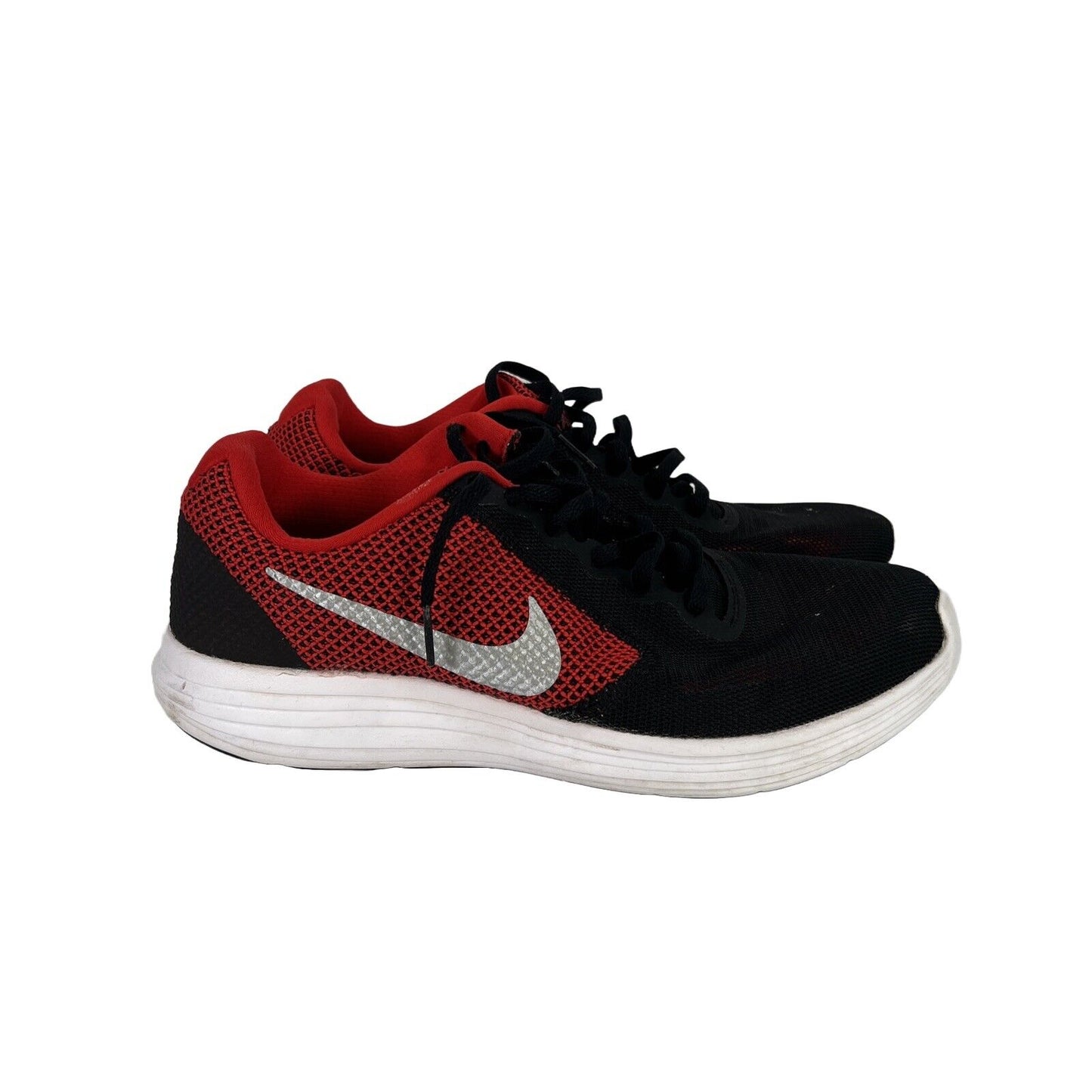 Nike Mens Black/Red Revolution 3 Revolution Lace Up Athletic Shoes - 10.5
