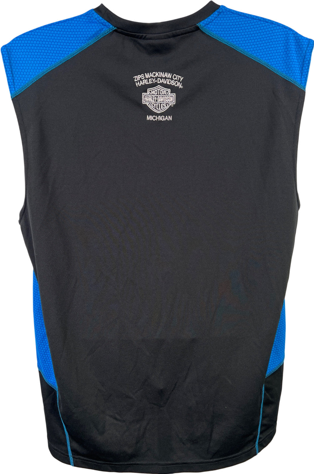 Harley Davison Men’s Black/Blue Mackinaw City MI Athletic Tank Top - XL