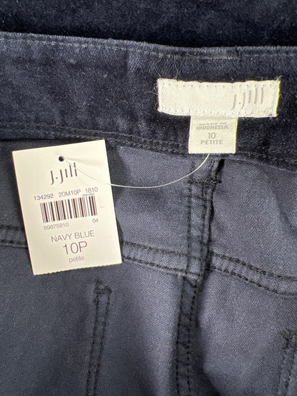 J.Jill Women’s Navy Blue Velveteen/Velour Slim Leg Jeans - 10 Petite
