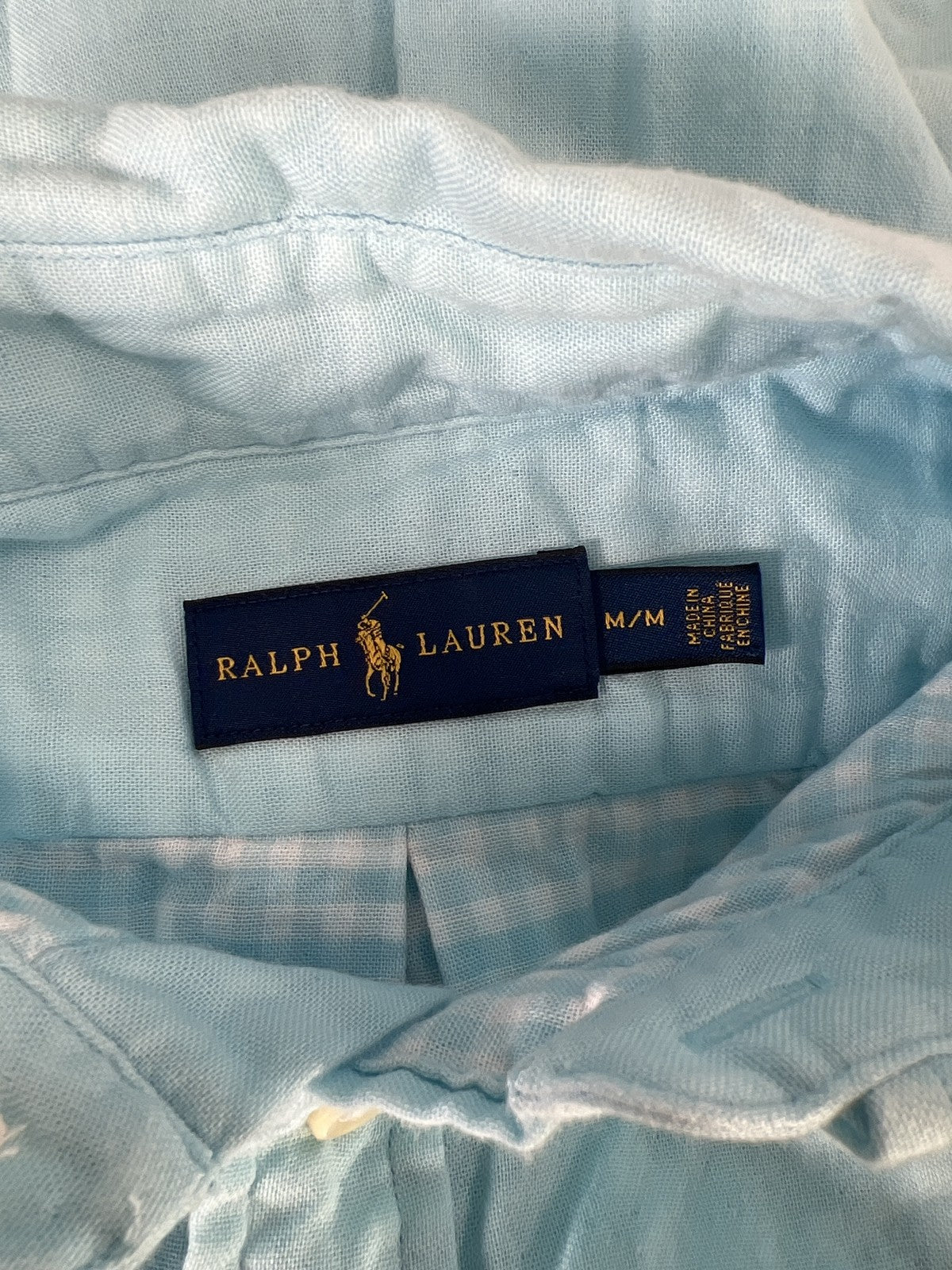 Ralph Lauren Men’s Blue Long Sleeve Button Up Cotton Shirt - M