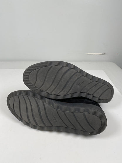 Clarks Collection Women’s Black Suede Sharon Wedge Ankle Boots - 8.5