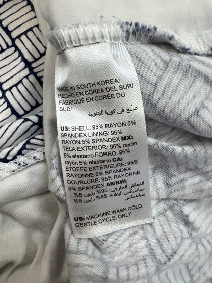 Chico’s Women’s White/Blue V-Neck 3/4 Sleeve Shirt - 1/US M