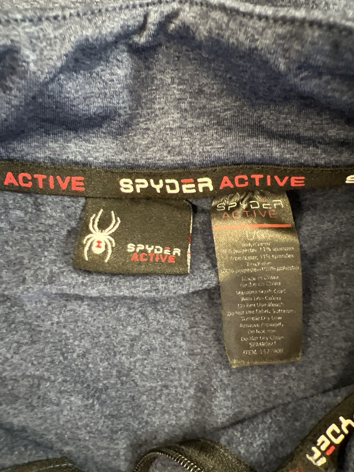 Spyder Active Men’s Blue 1/4 Zip Long Sleeve Athletic Pullover Shirt - L