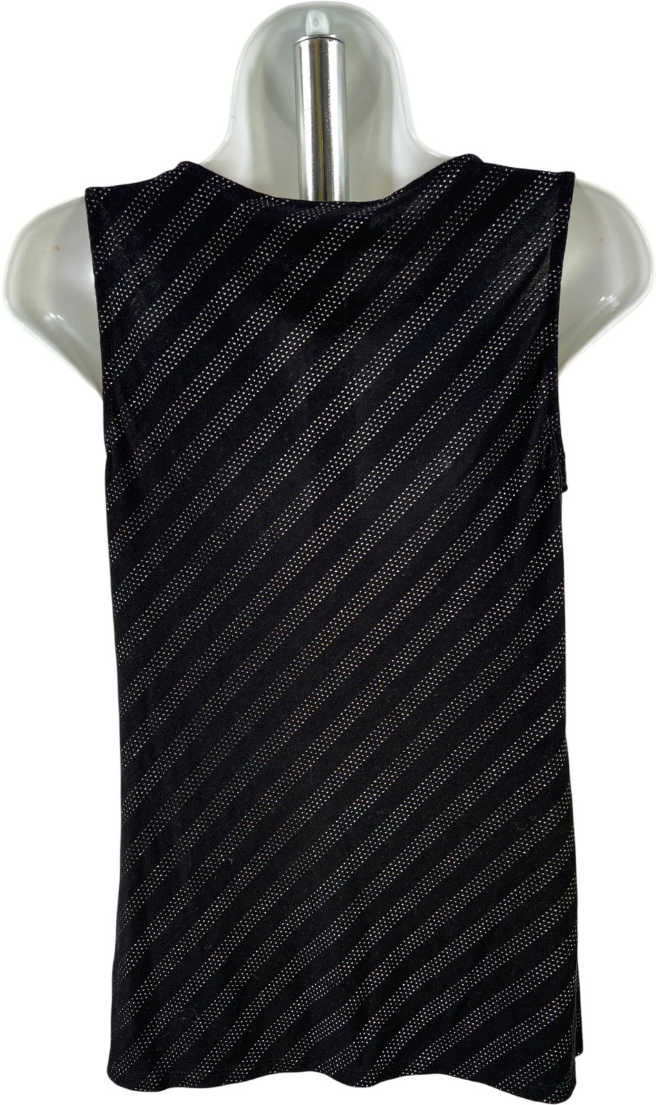 White House Black Market Women’s Black Rhinestone Drape Neck Tank Top Blouse - S