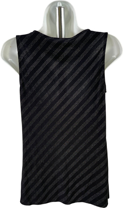 White House Black Market Women’s Black Rhinestone Drape Neck Tank Top Blouse - S