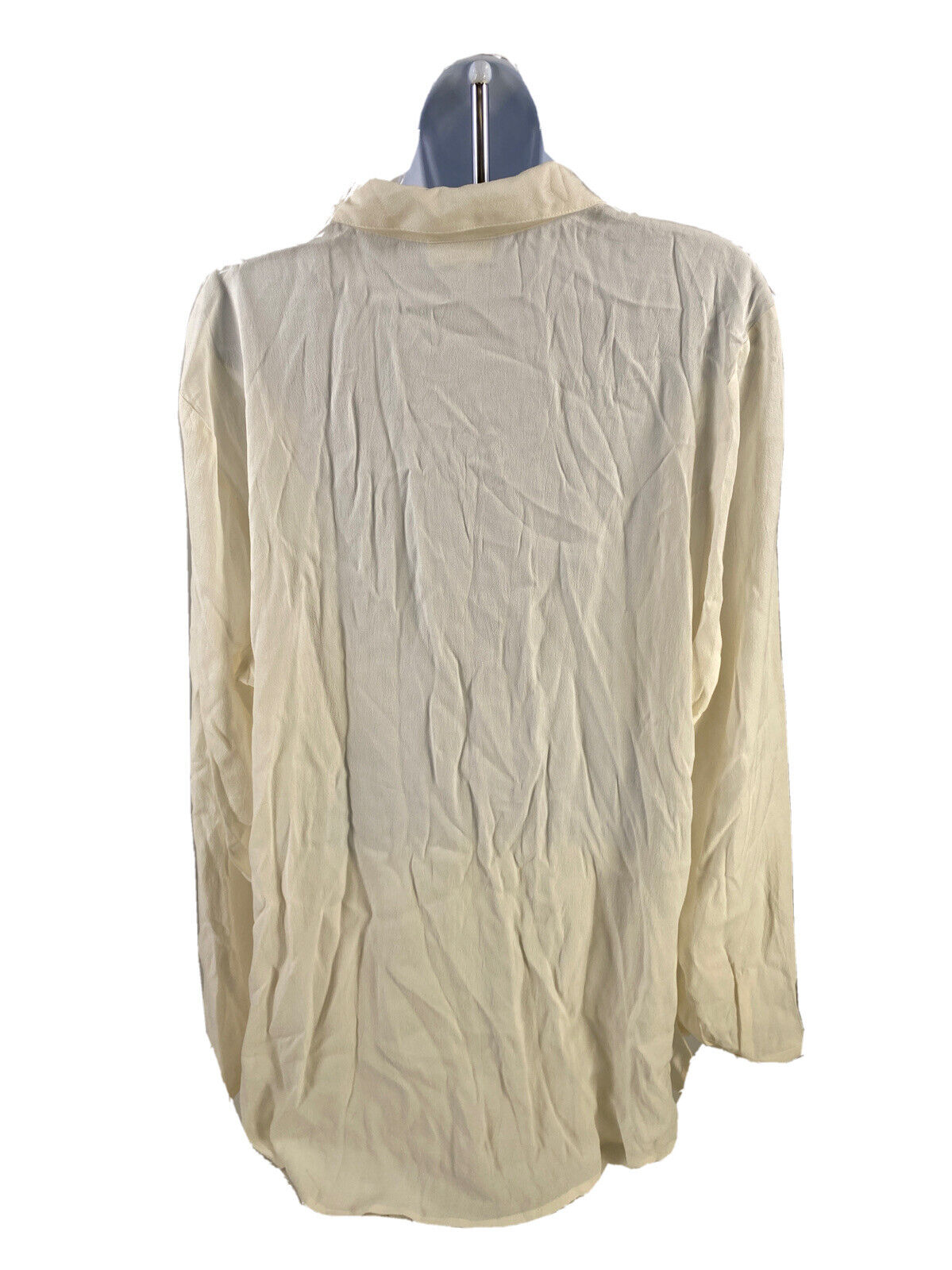 J.Jill Women's White Long Sleeve Button Up Pleated Blouse - XL