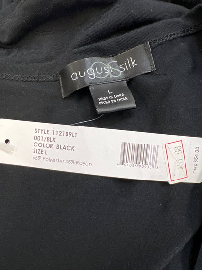 August Silk Women’s Black Ruffle Trim 3/4 Sleeve Cardigan Sweater - L