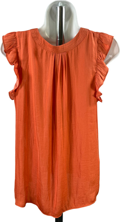 Rachel Roy Women’s Orange Ruffle Trim Sleeveless Blouse - M