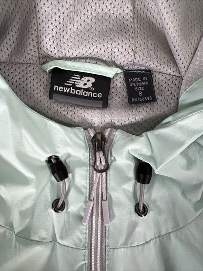 New Balance Women's Mint Green Full Zip Hooded Windbreaker Jacket - S