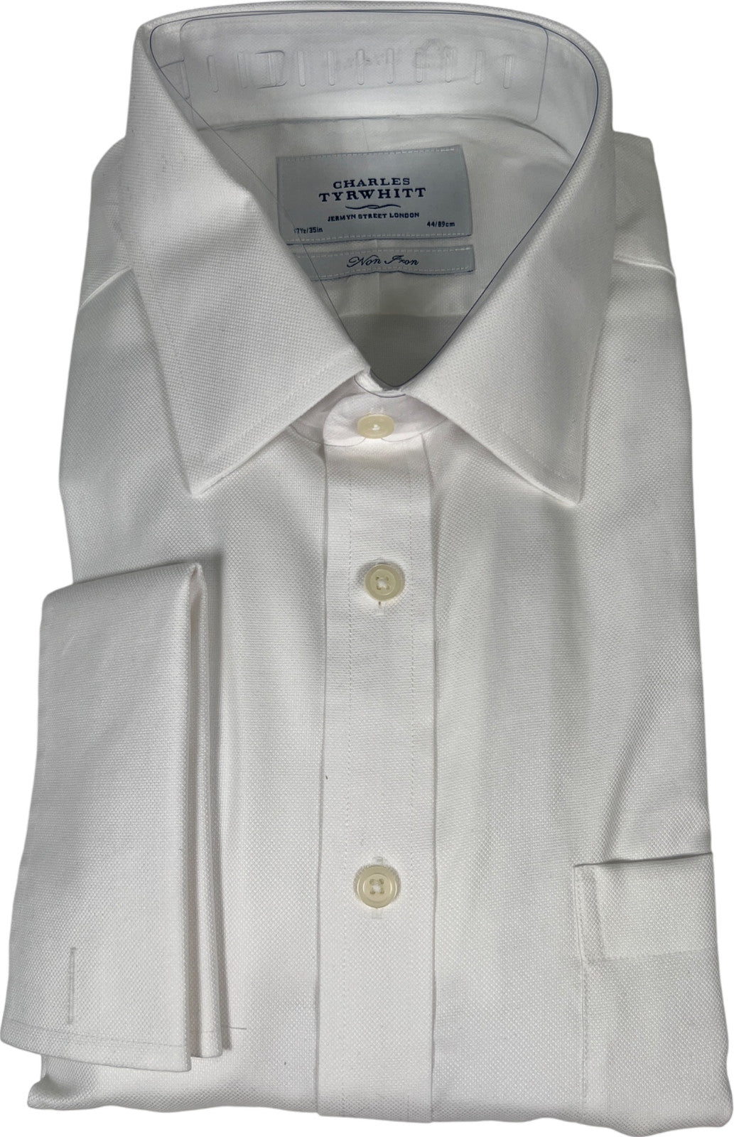 Charles Tyrwhitt Men’s White Long Sleeve Button Up Dress Shirt - 17.5/35in