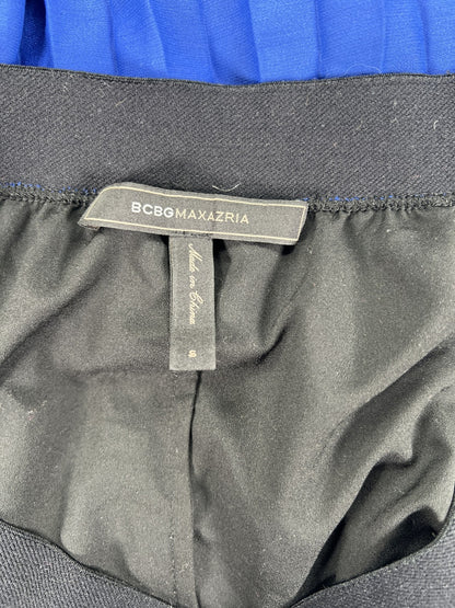 BCBGMaxazria Women’s Black/Blue Pleated Pull On Skirt - S