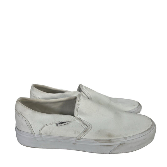Vans Women's White Canvas Low Top Slip On Sneakers - 9.5