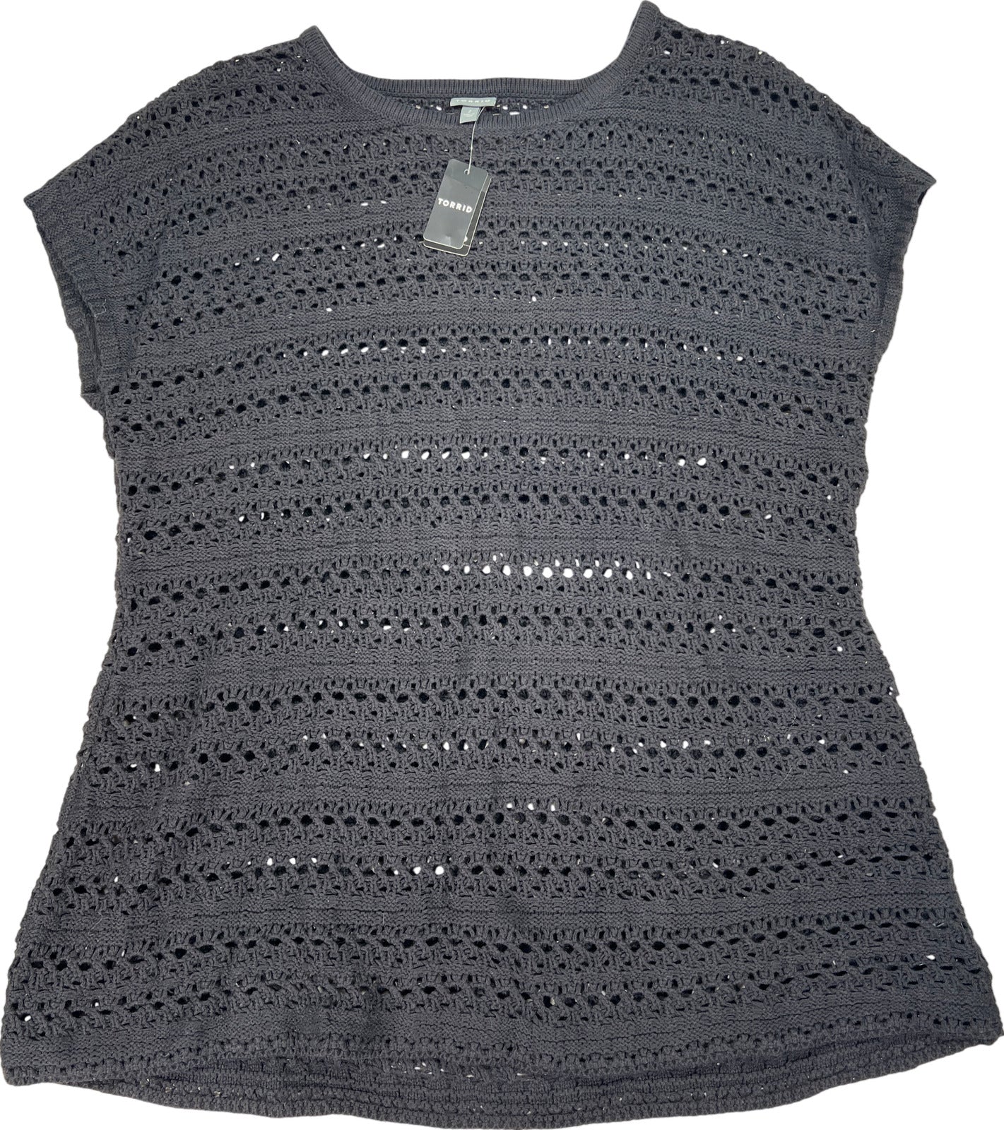 NEW Torrid Women’s Black Short Sleeve Mini Crochet Cover Up Dress - Plus 2X