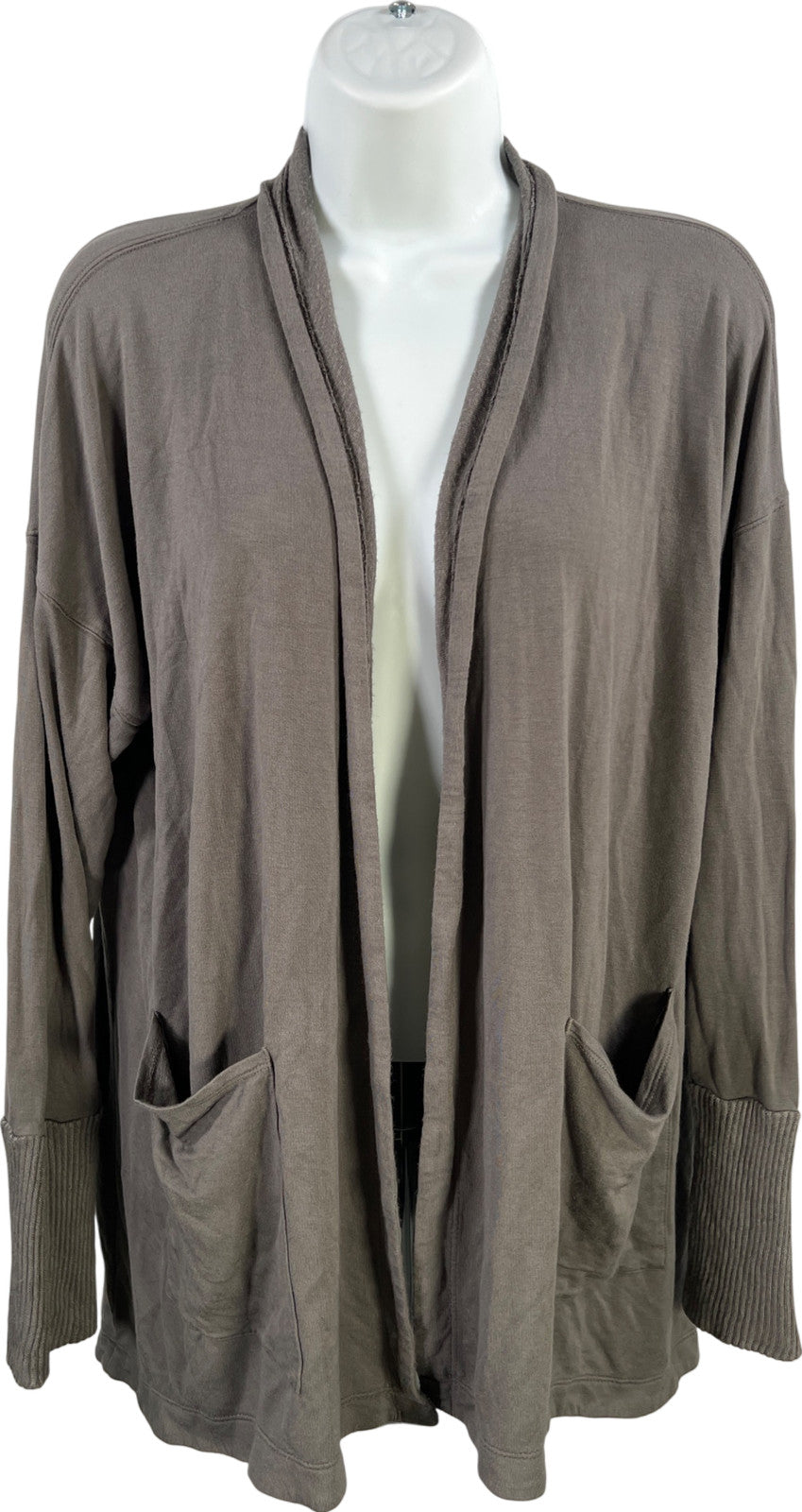 Splendid Women’s Gray/Green Long Sleeve Open Front Cardigan Sweater - M