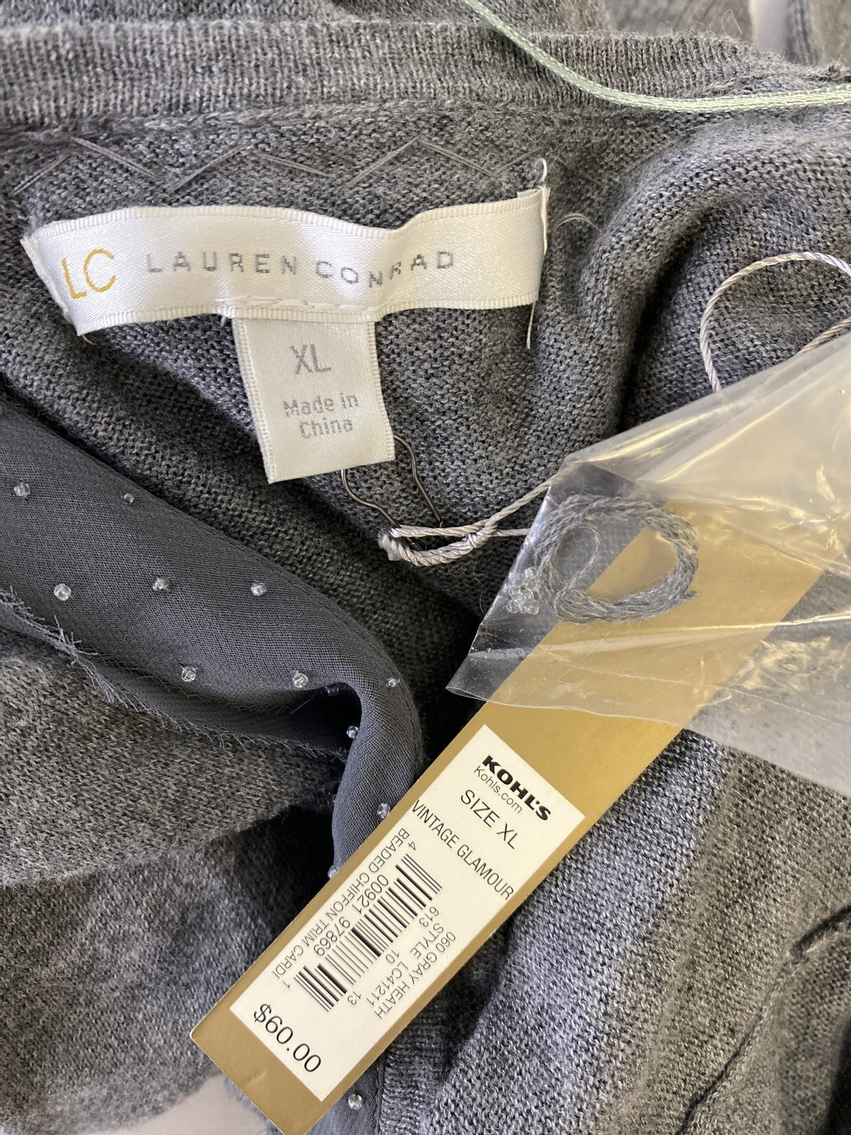 Lauren Conrad Women’s Gray Thin Knit Open Cardigan Sweater - XL