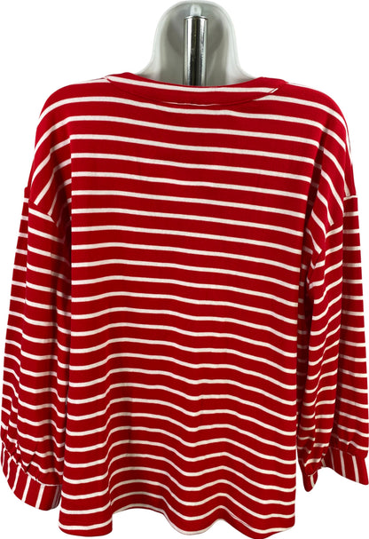 Croft and Barrow Women’s Red Striped 3/4 Sleeve V-Neck Pullover Shirt - XL