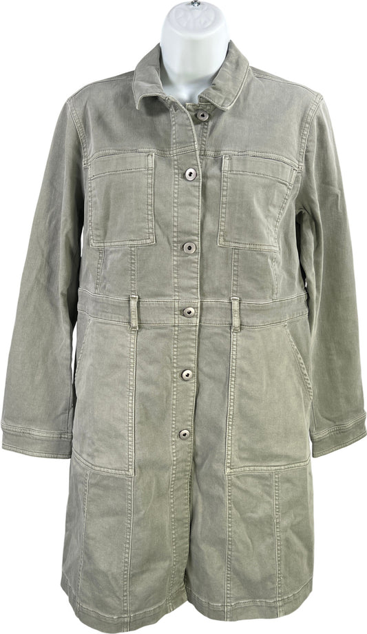 J. Jill Women’s Green Denim Stretch Button Up Shirt Dress - XS