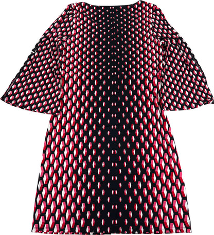 White House Black Market Women’s Black/Red 3/4 Sleeve Shift Dress - S