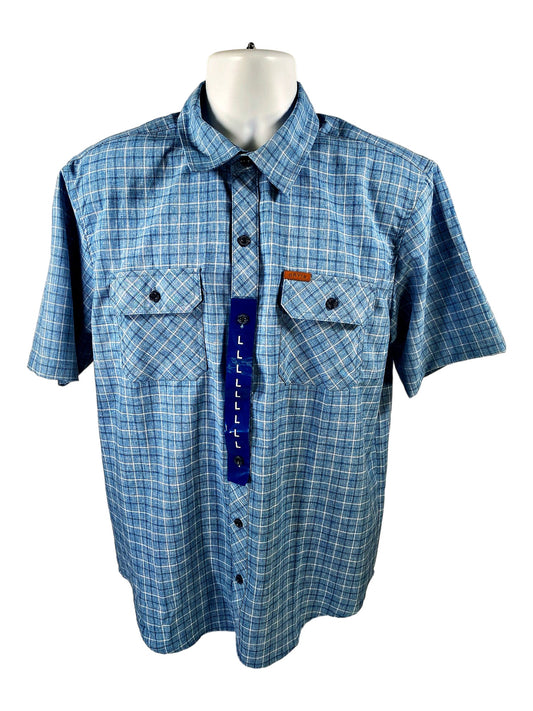 NEW Orvis Men’s Blue Plaid Short Sleeve Performance Button Up Shirt - L