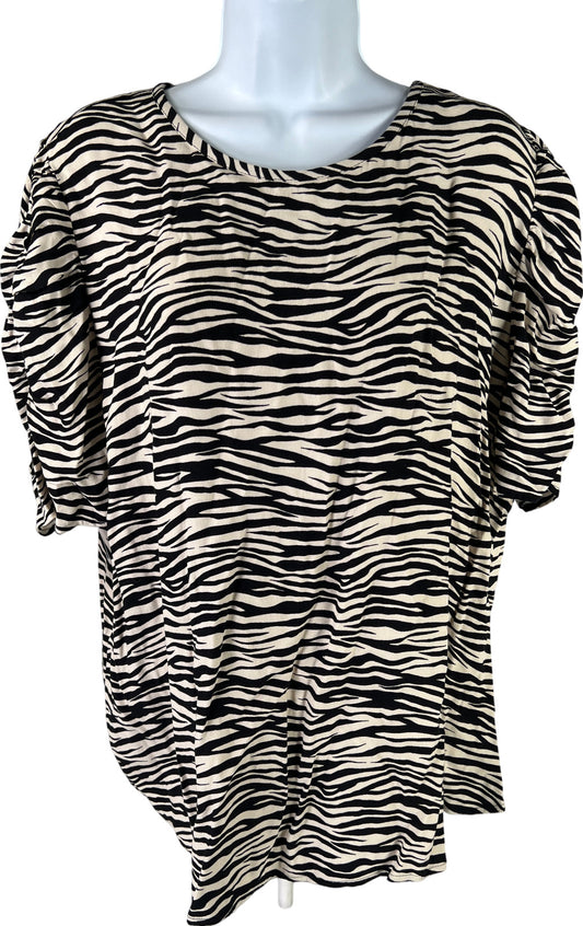 NEW LOFT Women’s Black/White Short Sleeve Blouse - XL