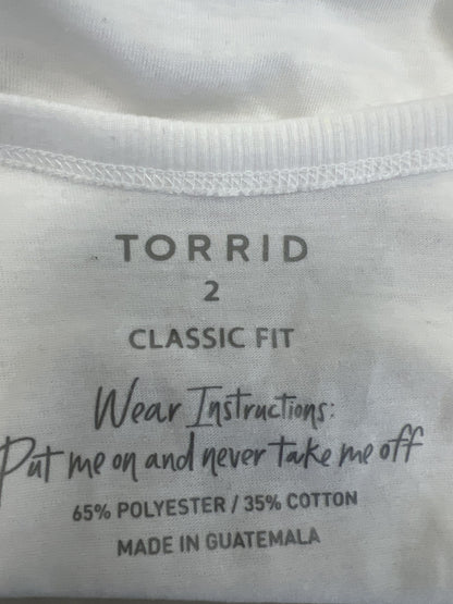 Torrid Women’s White Classic Fit Long Sleeve V-Neck T-Shirt - Plus 2