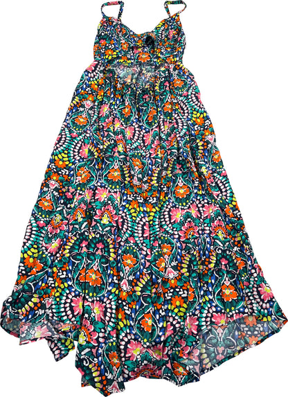 NEW Old Navy Womens Multicolor Waist Defined Sleeveless Open Back Maxi Dress - S