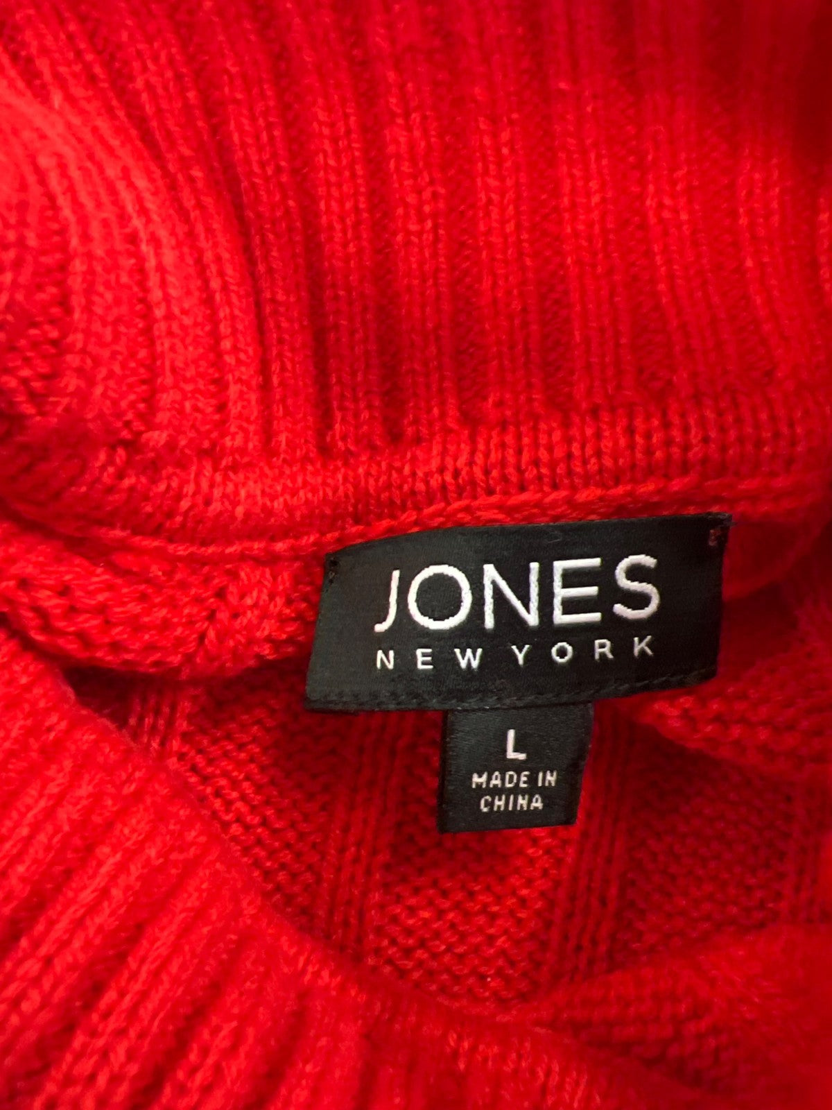 Jone New York Women’s Red Long Sleeve Cable Knit Sweater - L
