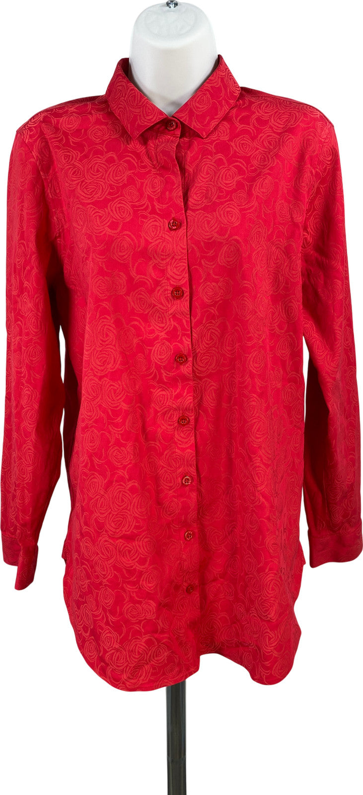 Chico’s Women’s Red No-Iron Chic Stretch Button Up Dress Shirt - 0/US 4