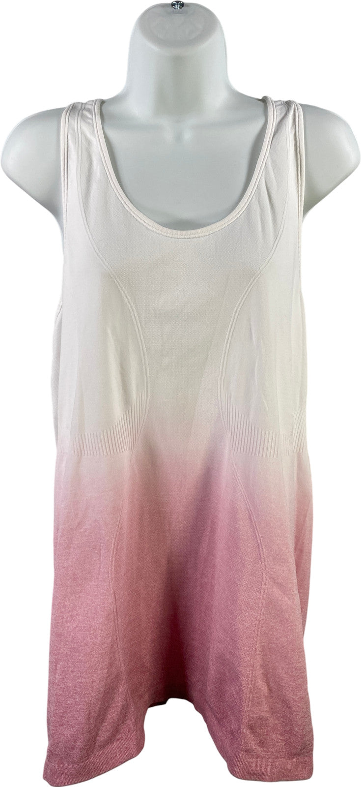 Zyia Active Women’s White/Pink Ombre Racerback Athletic Tank Top - XL