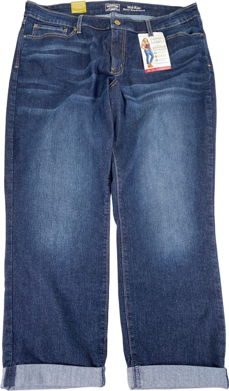 Levi’s Women’s Dark Wash Stretch Mid Rise Slim Boyfriend Jeans - 20