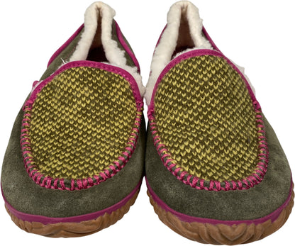 Sorel Women’s Green/Pink Suede Tremblant Sherpa Lined Moccasins - 9