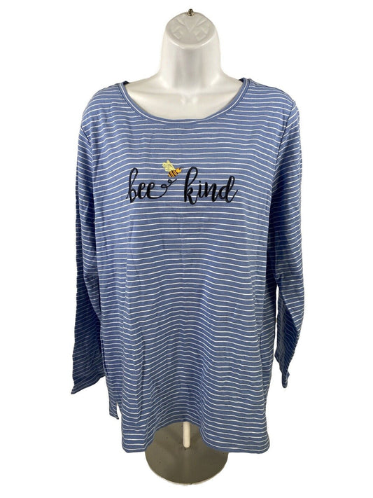 NEW Talbot's Women's Blue Striped Bee Kind Long Sleeve T-Shirt - Plus 1X
