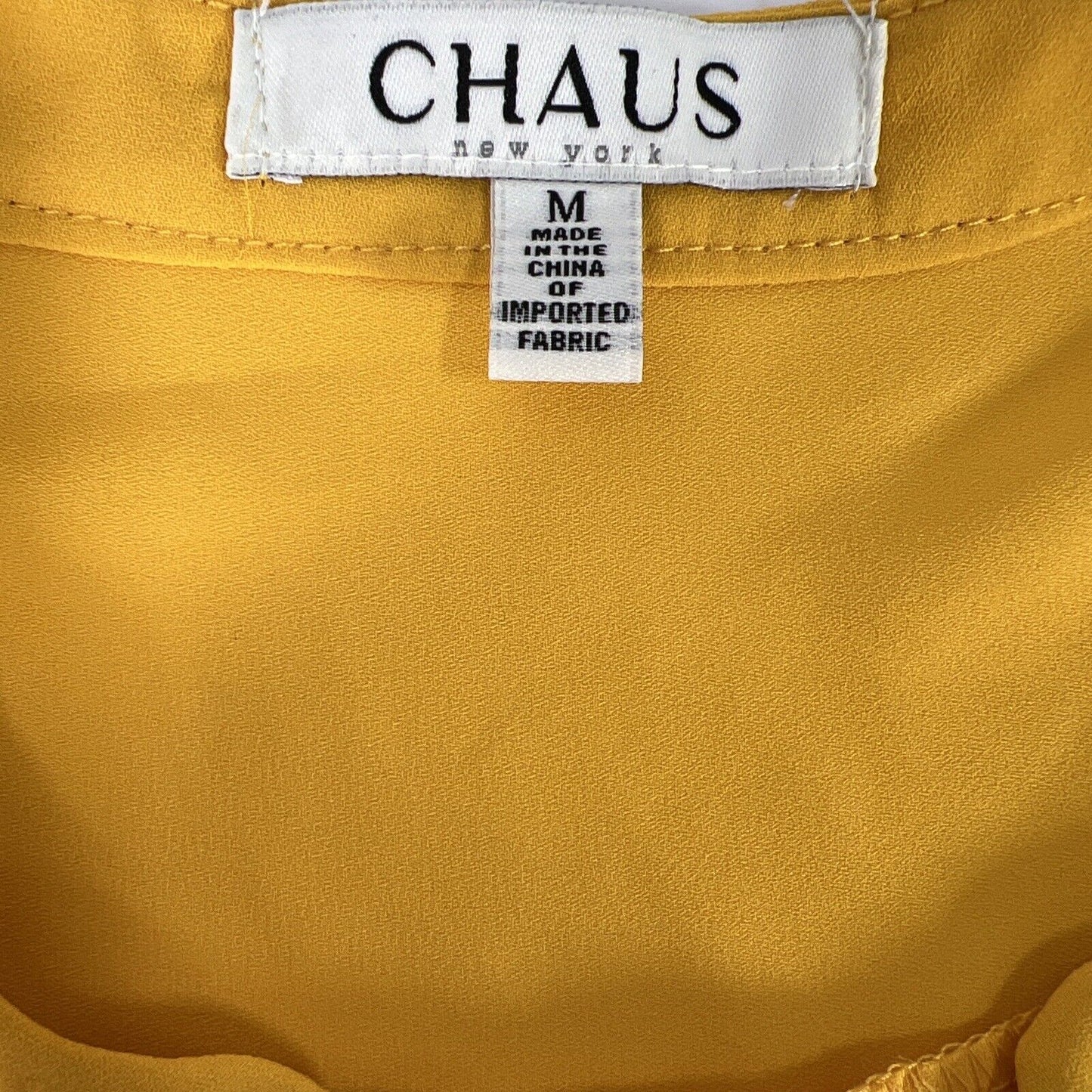 NEW Chaus Women's Yellow 3/4 Roll Tab Sleeve Top Blouse - M
