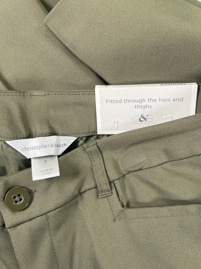 Christopher and Banks Women’s Green Shaped Fit Mid Rise Trouser Pants - 4