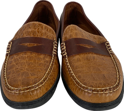 T.B Phelps Men’s Tan Brown Leather Key West Combo Penny Loafers - 11