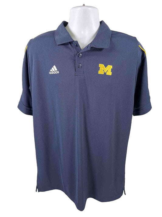 adidas Men's Blue University of Michigan Wolverines Short Sleeve Polo - M