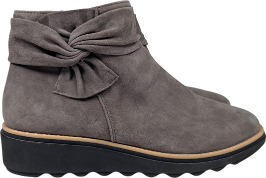Clarks Collection Women’s Gray Sharon Salon Ankle Wedge Boots - 8