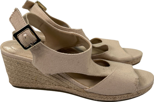 Bandolino Women’s Light Beige Open Toe Slingback Espadrille Wedge Sandals - 6.5