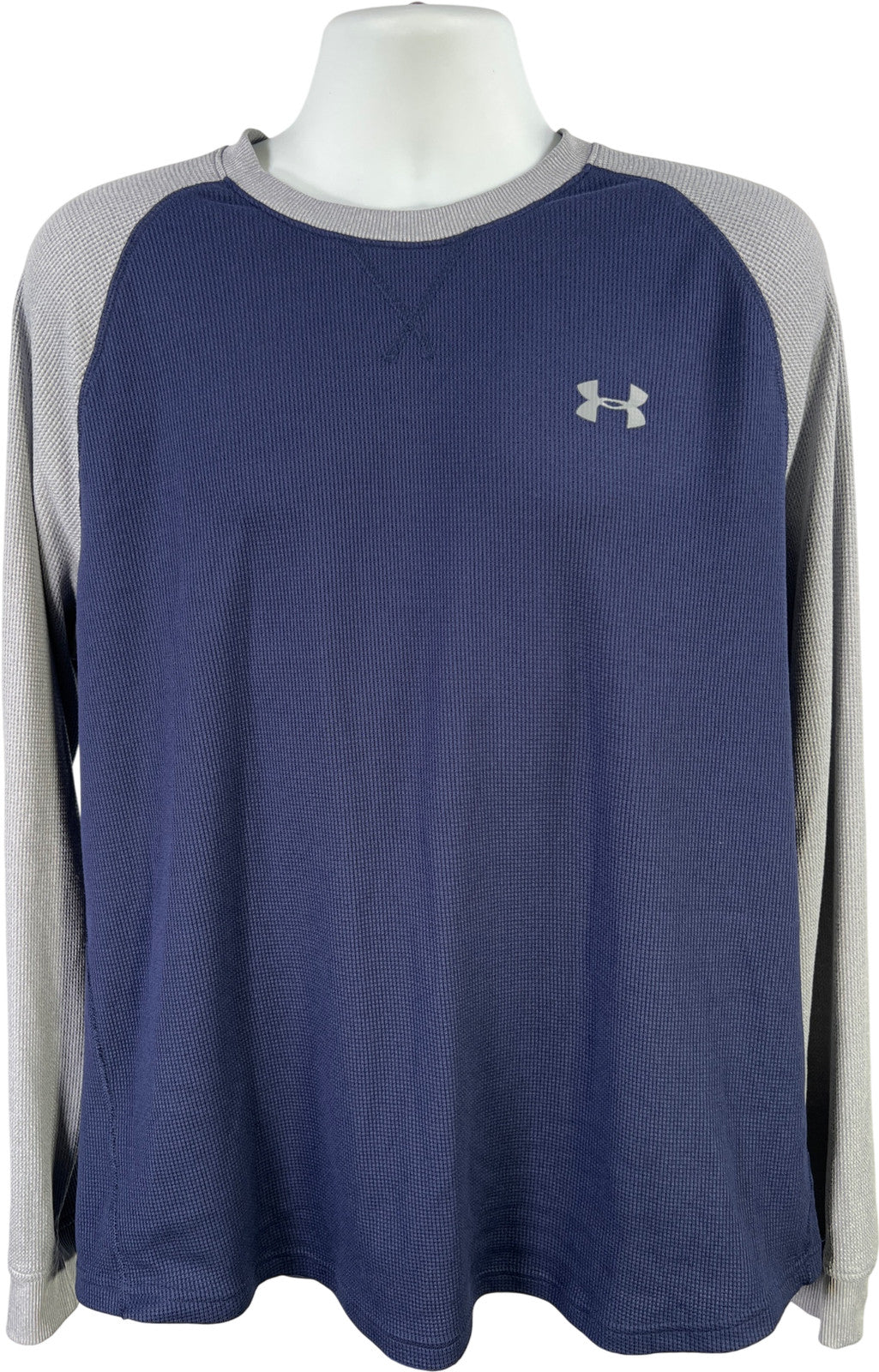 Under Armour Men’s Blue/Gray Loose Fit Waffle Knit Long Sleeve Shirt - XXL