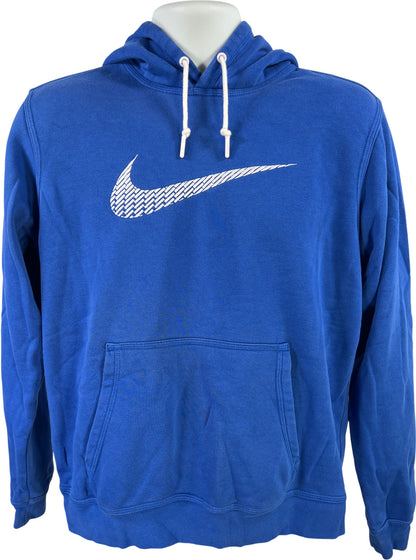Nike Men’s Blue Swoosh Fleece Lined Long Sleeve Pullover Sweatshirt - M